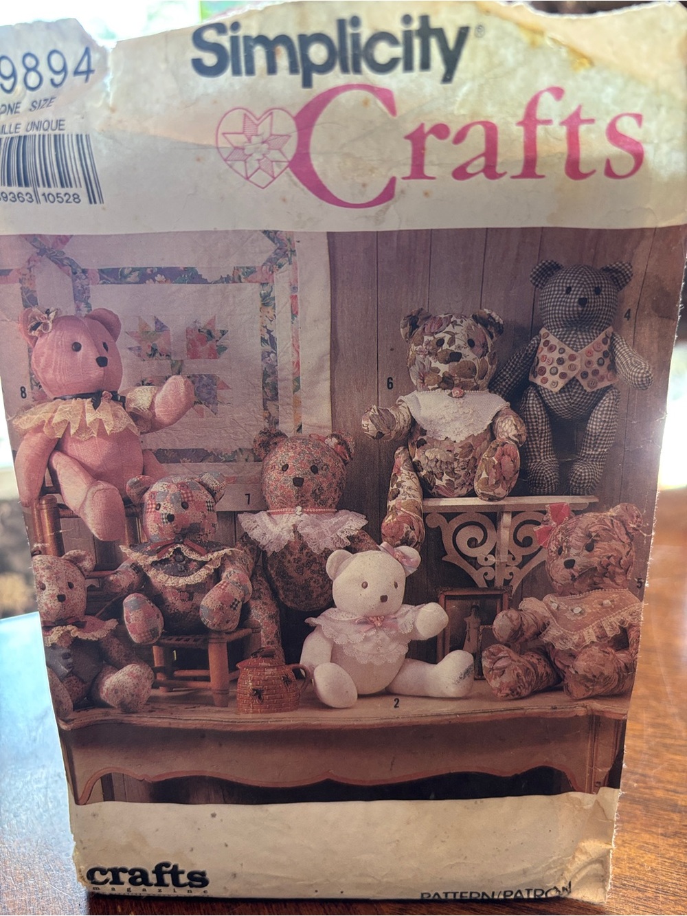 Simplicity Plush Teddy Bear Sewing Pattern Set in Pink, Cream, Brown